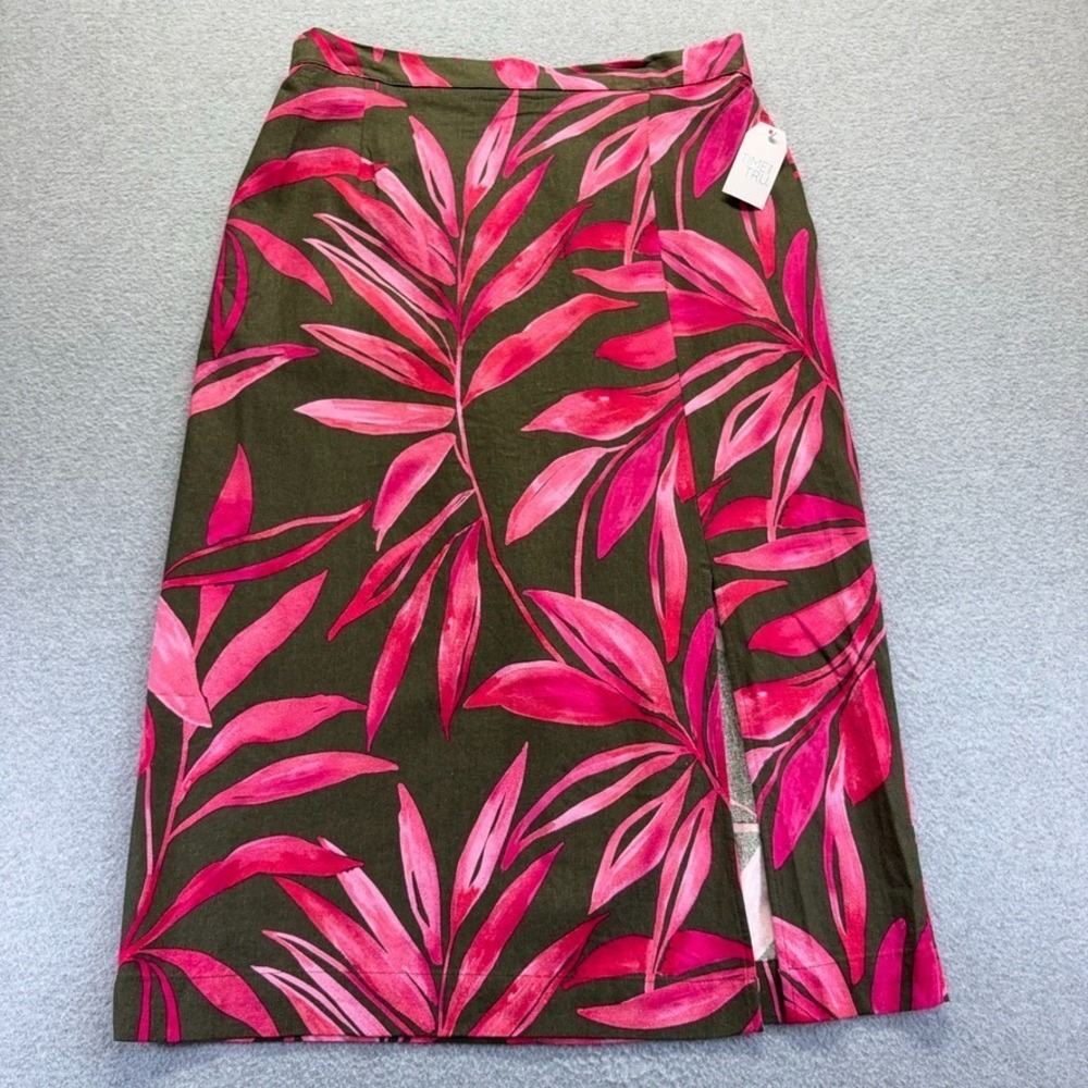 Time and Tru Skirt Womens XL Green Ivy‎ Linen Blend Relaxed Fit New
